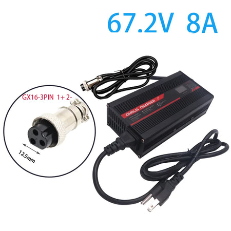 OHRIJA 67.2V 8A Charger Smart Aluminum Case Is Suitable For 16S 59.V LCD Dispay Li-ion Lipo Battery OLED Display Fast Charger