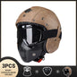 Vintage Motorcycle Helmet Men's Four season Leather Jet Helmets Electric Bike Half Helmet Brown CHINA