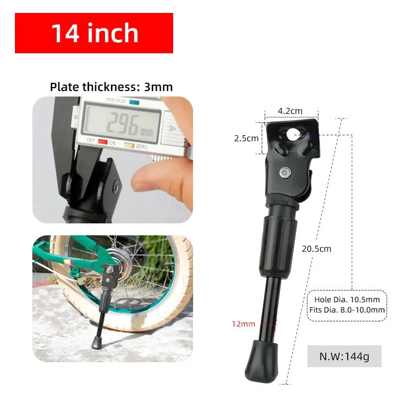 Kids Bike Kickstand Heavy Duty Parking Stand Foot Brace Support for Children Bicycle Side Mount 12 14 16 18 20 Inch Wheels