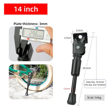Kids Bike Kickstand Heavy Duty Parking Stand Foot Brace Support for Children Bicycle Side Mount 12 14 16 18 20 Inch Wheels