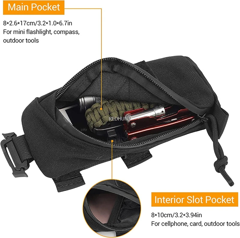 Tactical Molle Bag Military EDC Tool Pockets Outdoor Backpack Shoulder Strap Accessory Pouch Compact Phone Bag