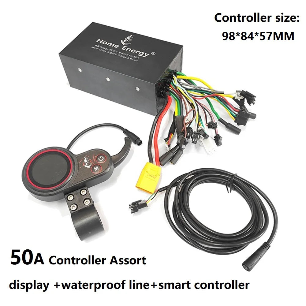 Waterproof Electric Bicycle Line Controller, Double Drive, Electric Scooter, Motorcycle LCD Display, 48V, 60V, 72V, 50A, 120A
