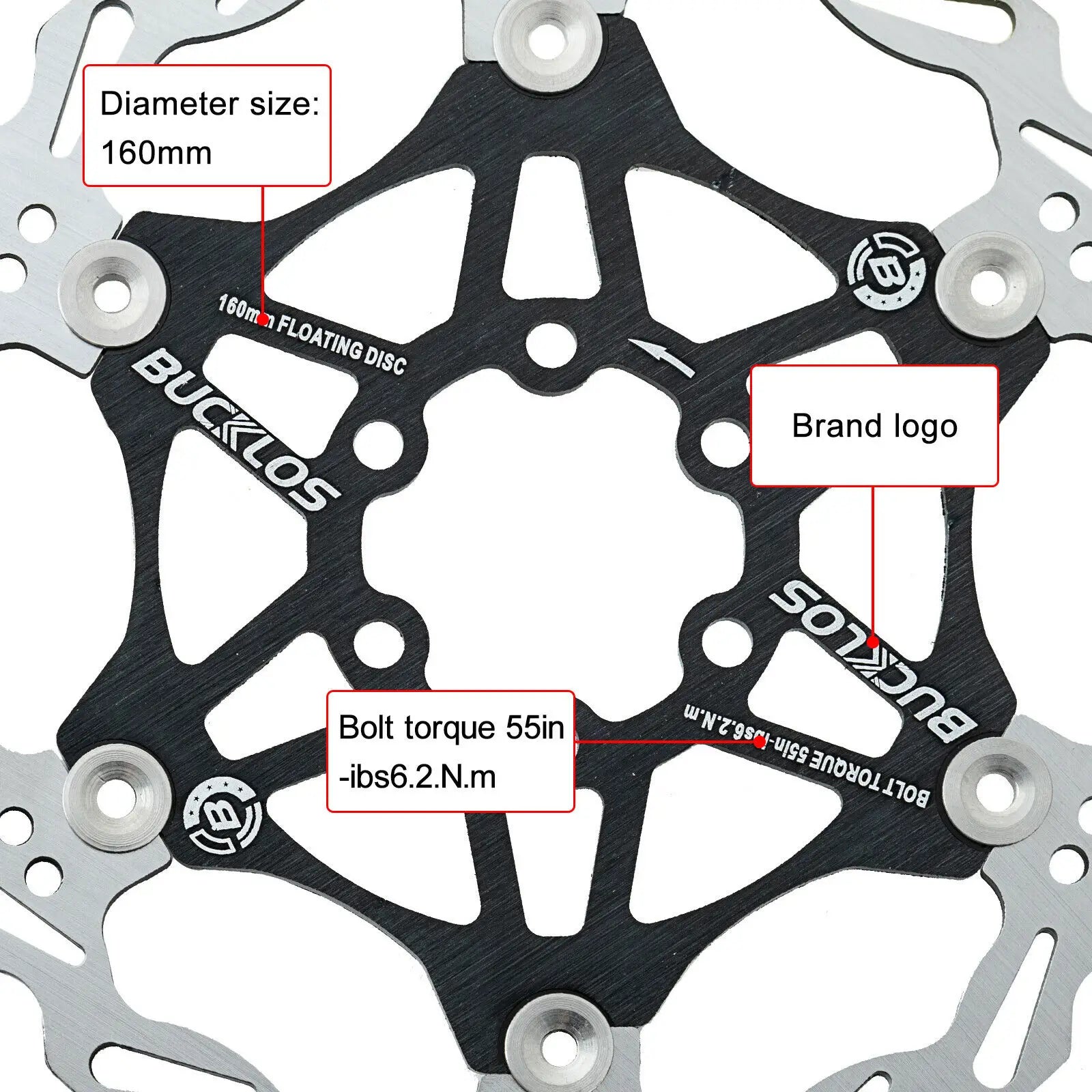BUCKLOS Bicycle Disc Brake 160/180/203 Bike Floating Rotors Stainless Steel Mountain Bike Brake