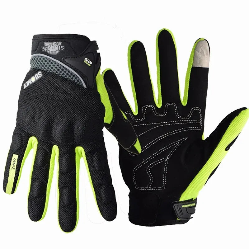 SUOMY Breathable Full Finger Racing Motorcycle Gloves Quality Stylishly Decorated Antiskid Wearable Gloves Size S-XXL Black