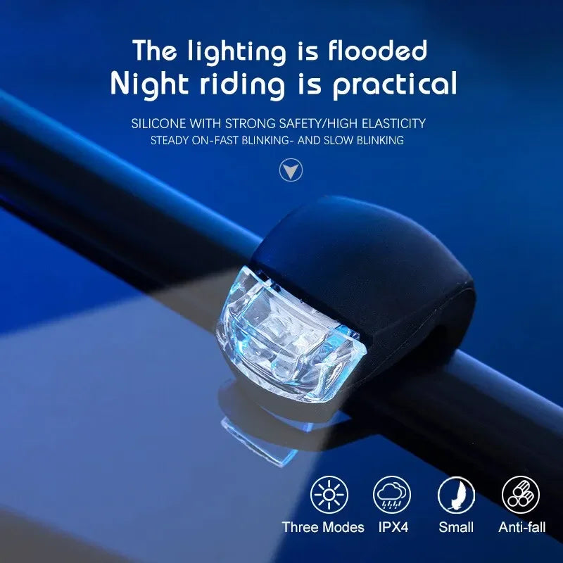 2 PCS Silicone Bicycle Front Rear Light Set Night Riding Safety Warning Taillight Easy to Install Flashlight Headlight Tail Lamp