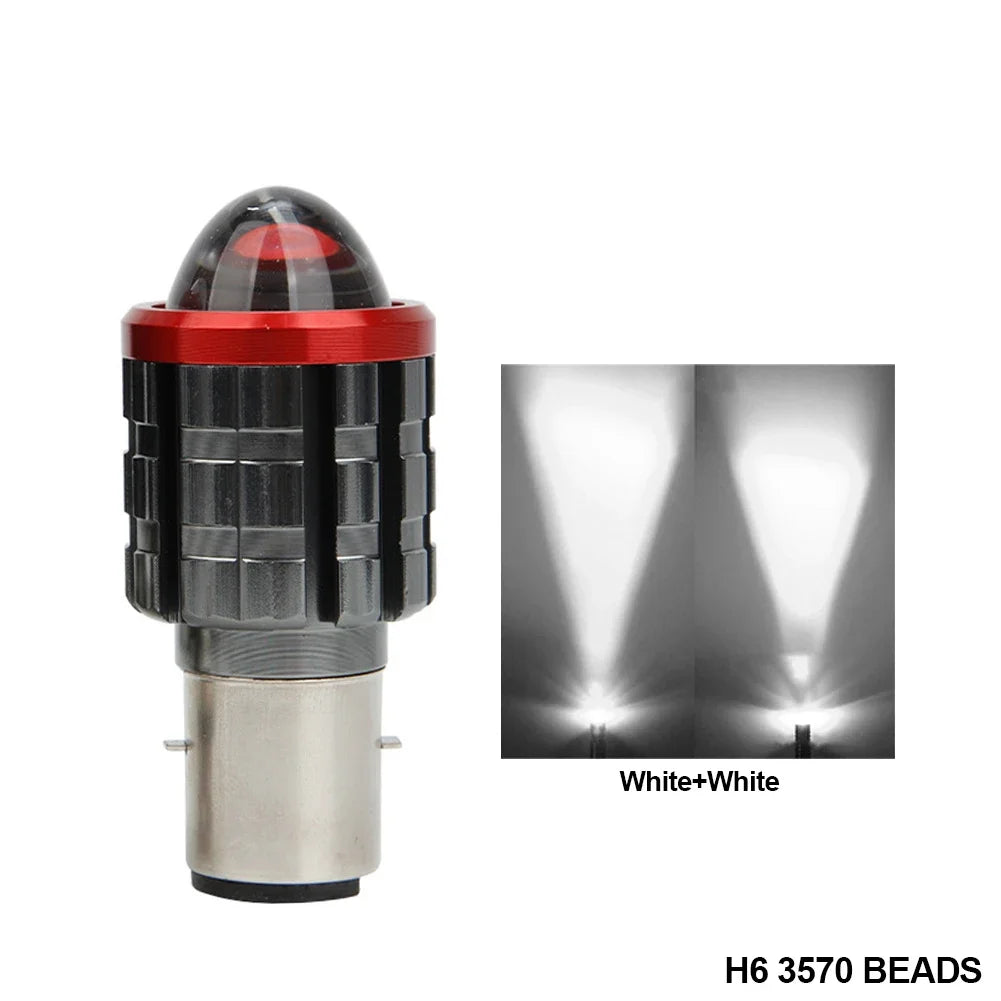 High-brightness H4 LED Motorcycle H6 LED Moto Motorcycle Headlight White Yellow Bulbs Lens High Low Beam Lamp Motorbike Lamp