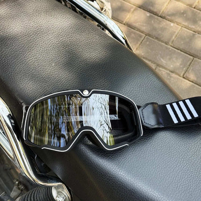 Motorcycle Glasses Windproof Motorcycle Helmet Glasses Sunglasses Retro Universal Leather Retro Motorcycle Accessories BZ-Clear