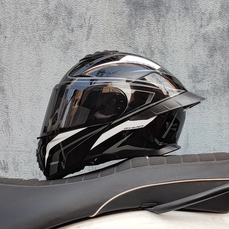 Motorcycle Helmet Dual Visor Modular Flip up Full Face Helmet for Adult Men and Women DOT Approved