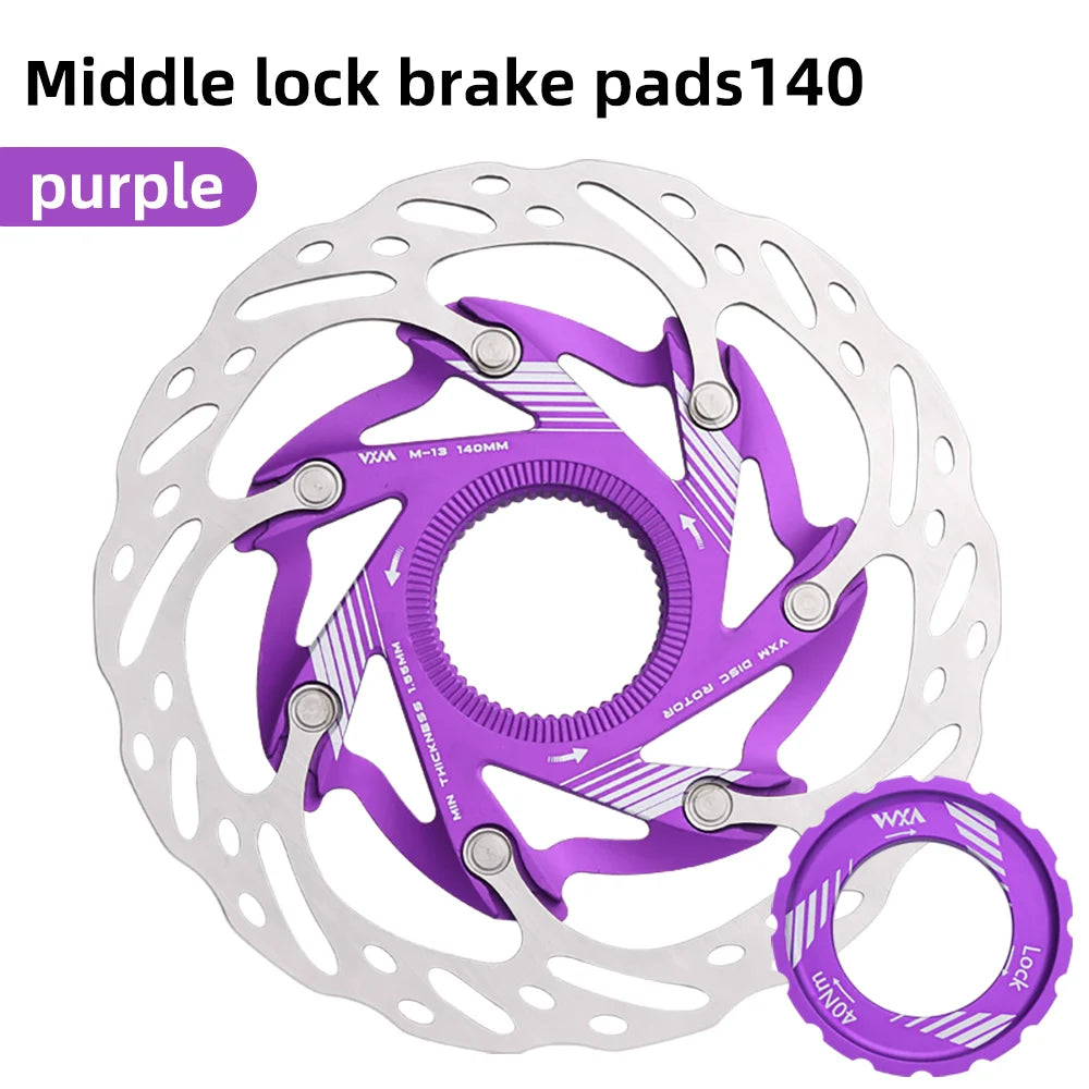 VXM Road Bicycle Center lock Disc Brake Rotor Pads CNC Lighweight Aluminum Alloy MTB Bike Rotors 140mm 160mm Cycling Discs Parts 140mm Purple