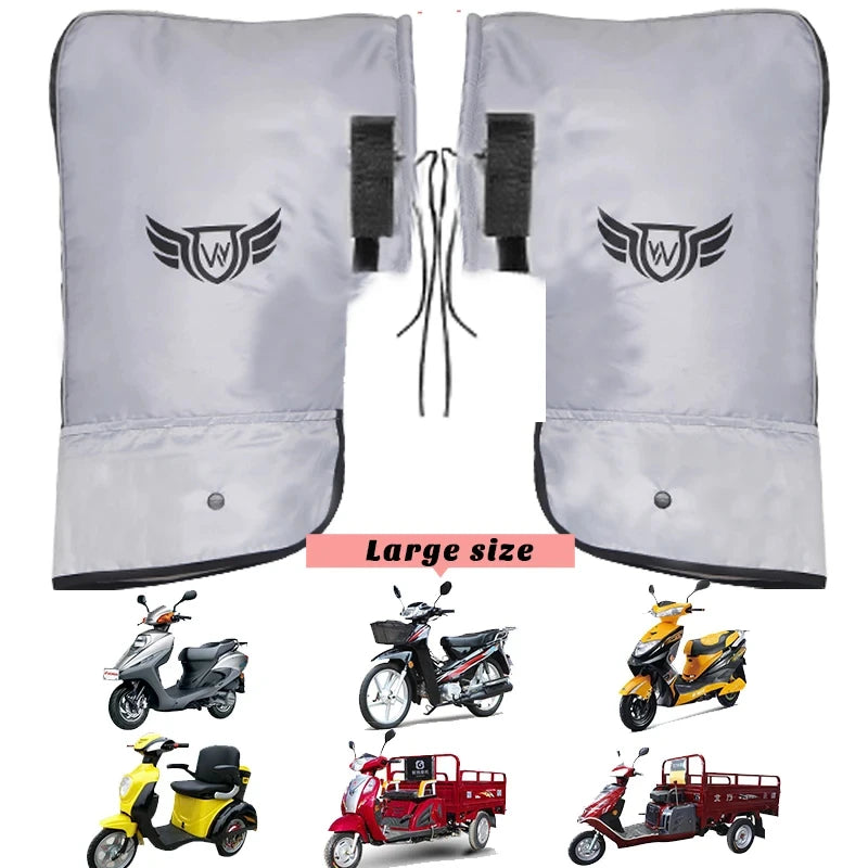 Motorcycle Scooter Bicycle Windproof Rainproof Winter Keep Warm Hot Protect Handlebar Handle Large Guard Cover Gloves Silver