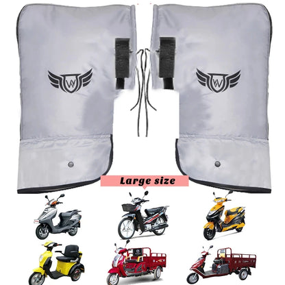 Motorcycle Scooter Bicycle Windproof Rainproof Winter Keep Warm Hot Protect Handlebar Handle Large Guard Cover Gloves Silver