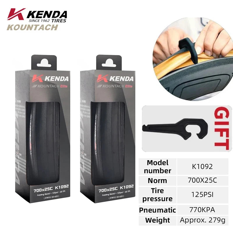 Kenda K1092 New 700x25/28c Puncture Protection Urltra-Light Bicycle Rubber Folding Tire Road Bicycle Puncture Resistant Tyre 700x25C Black 2pcs China