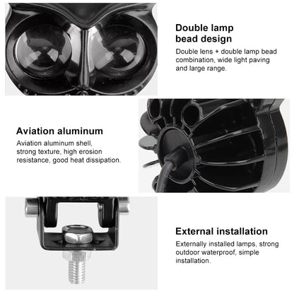 32W Motorcycle Spotlights Led 3200lm Yellow White Owl Four Mode Strobe 8-85V Motorcycle Lamp Universal Moto Headlight Spotlights