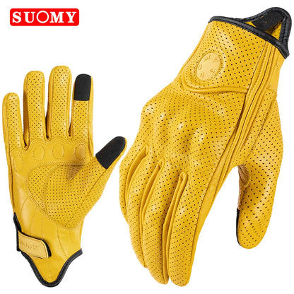 SUOMY Yellow New Motorcycle Racing Gloves Summer Perforated Leather Motocross Glove Men Women Motorcyclist Protected Gloves