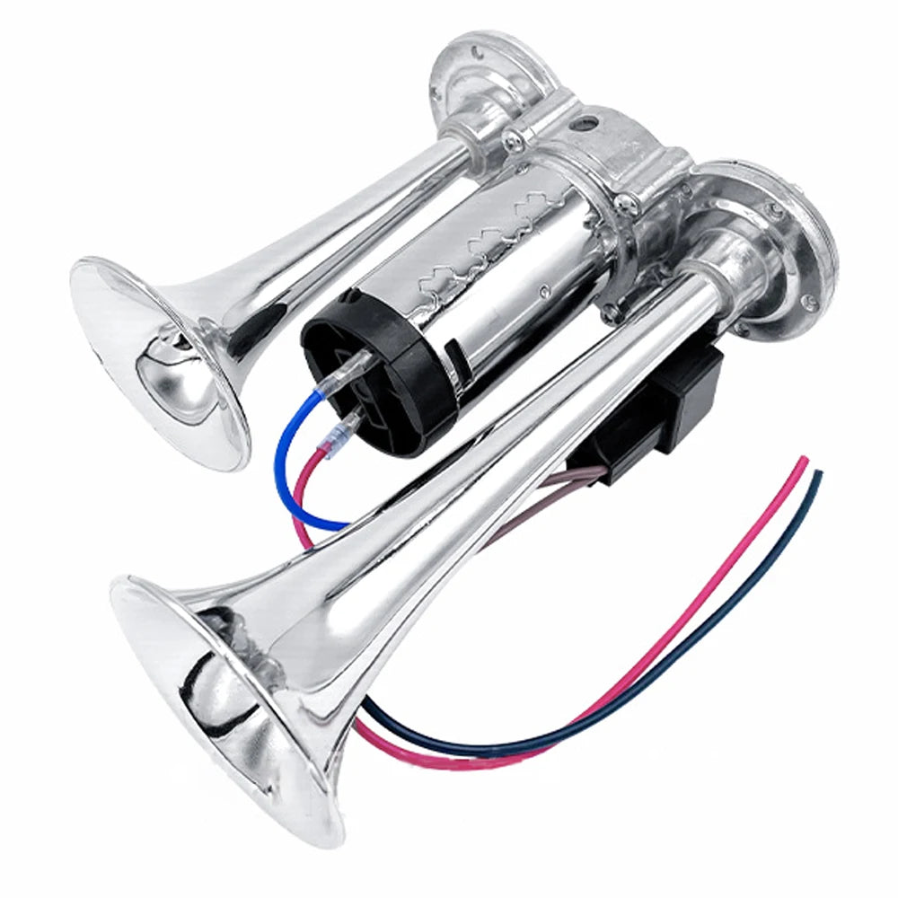 600DB Dual Trumpets, Super Loud Horns Kit with Compressor Universal for 12V Cars Motorcycles Trucks Trains Boats
