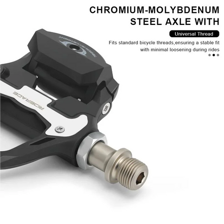 Self locking road bike pedals for efficient power transfer