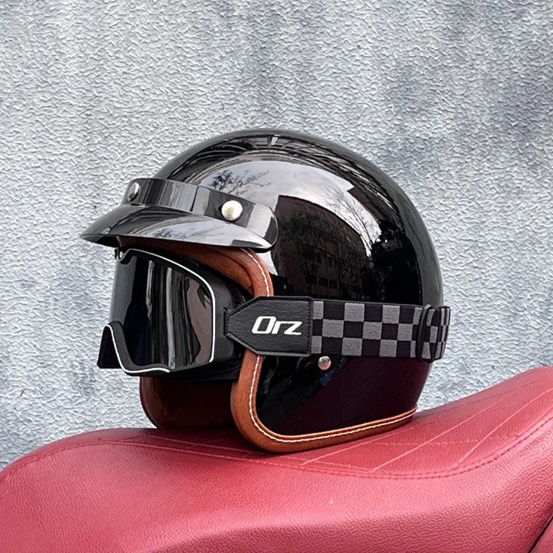 Semi open face lightweight motorcycle helmet