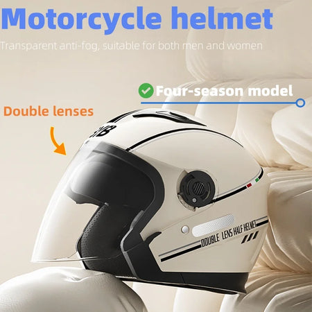 Internal drop-down sun visor deployed on a lightweight open face motorcycle helmet