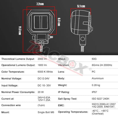 3 Inch LED Signal Lights Headlight Foglamp Round Square DRL Spot Beam Angle Eye Adjustable Bracket For Motorcycle Bike Automoble