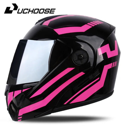 New Motorcycle helmet full face racing with Double sun visor Women man flip up Double lens DOT