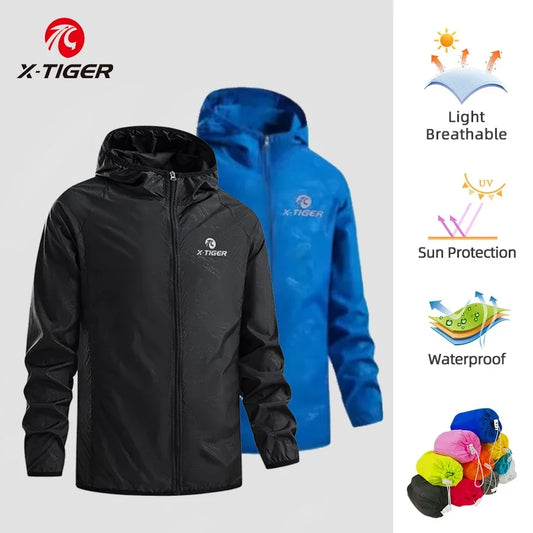 X-TIGER Windproof Reflective Cycling Jersey - Super Light Sunscreen Jacket for MTB and Hiking