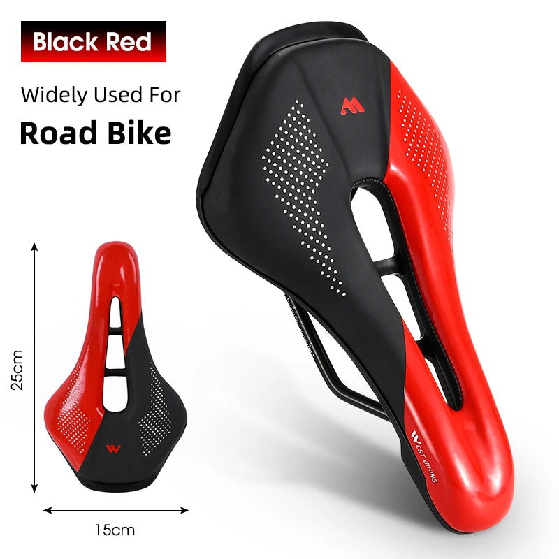 WEST BIKING Thicken Bicycle Saddle Comfortable Shockproof Cycling Seat Hollow Non-slip Soft Cushion Travel MTB Road Bike Saddle