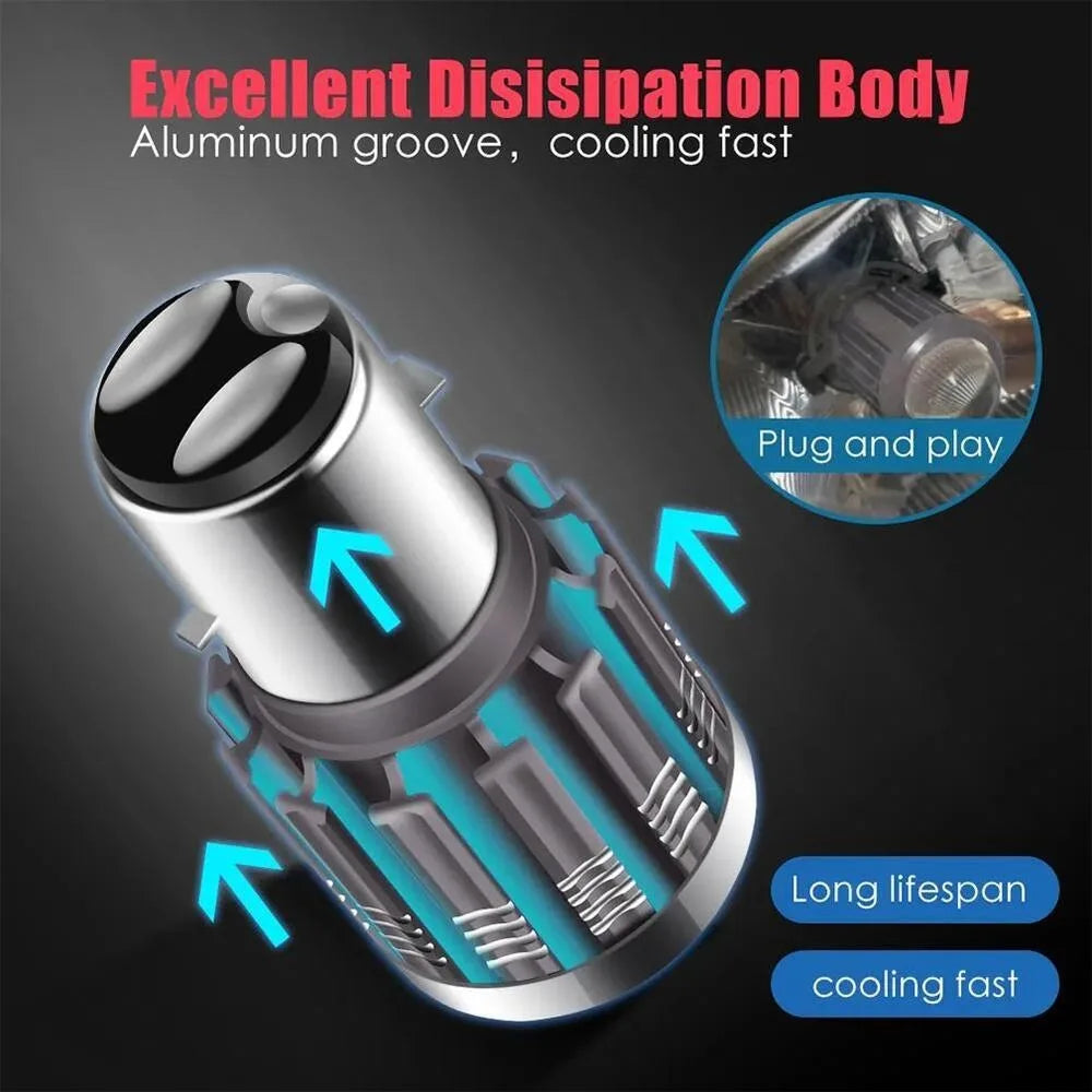 BA20D H6 S2 S1 LED Motorcycle Headlight Spot Light Bulb Hi/Lo Motorbike-Headlam