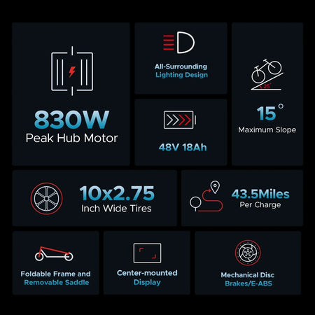   500W 10-Inch Y600 S Foldable Electric Scooter 48V 18Ah Battery – 70KM Range
