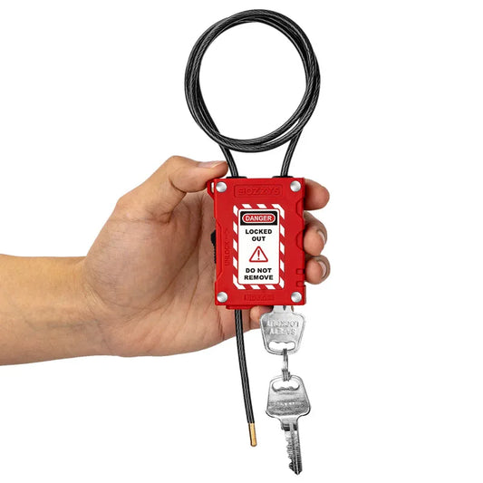 BOZZYS Industrial Adjustable Cable lockout Padlock Safety padlock with 4MM Diameter Cable