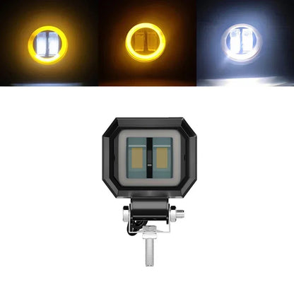 3INCH 20W Motorcycle LED Angel EyeWork Light Bar spot Lamp Offroad carBoat Truck SUv Pickup 12V 24V DrivingFog Lamp Headlight square yellow 1pcs