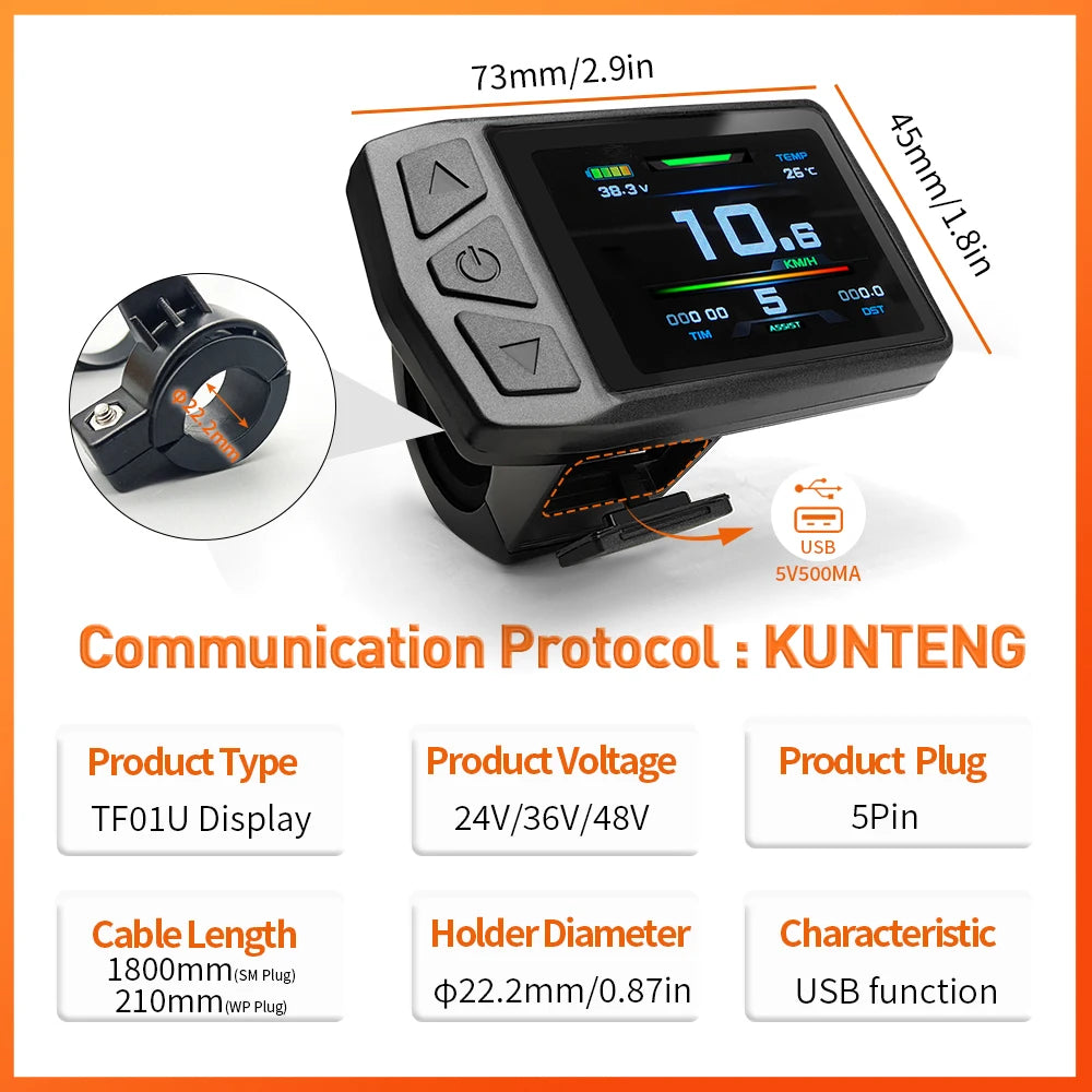 KT-TF01U 5 pin waterproof and SM connector for e-bike conversion kit