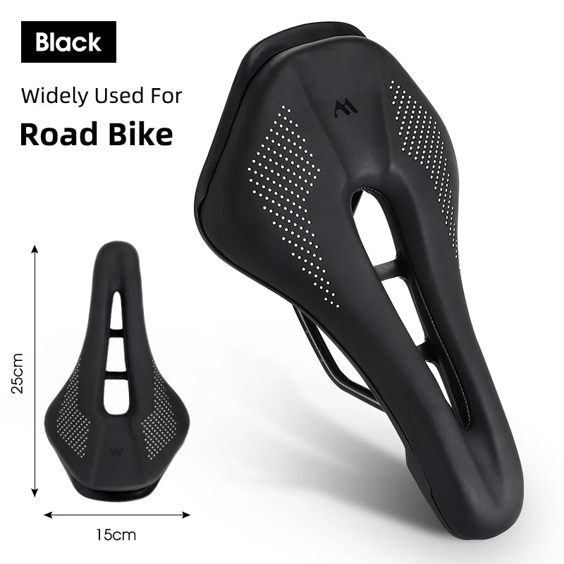 WEST BIKING Thicken Bicycle Saddle Comfortable Shockproof Cycling Seat Hollow Non-slip Soft Cushion Travel MTB Road Bike Saddle