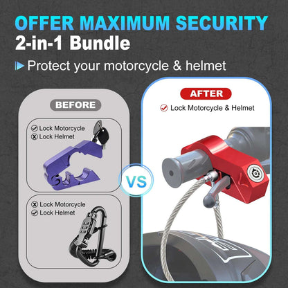 Motorcycle Handlebar Lock Motorcycle Helmet Lock Brake Lock Anti-Theft Grip Lock Combo bicycle security equipment adjustable