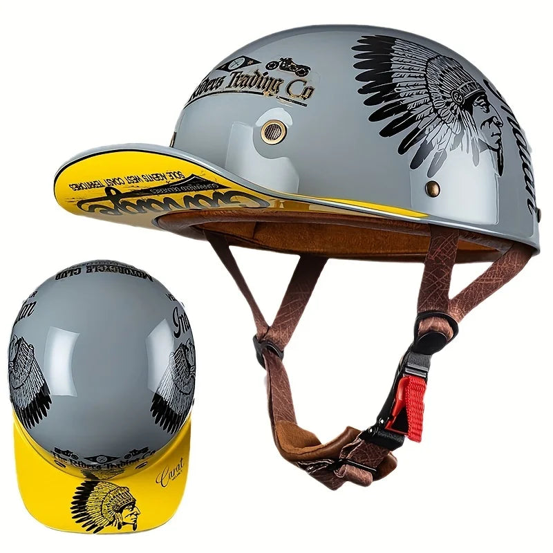 Motorcycle Helmet Men Retro Moto Helmets Half Face Baseball Cap DOT Certification Cycling Helmet