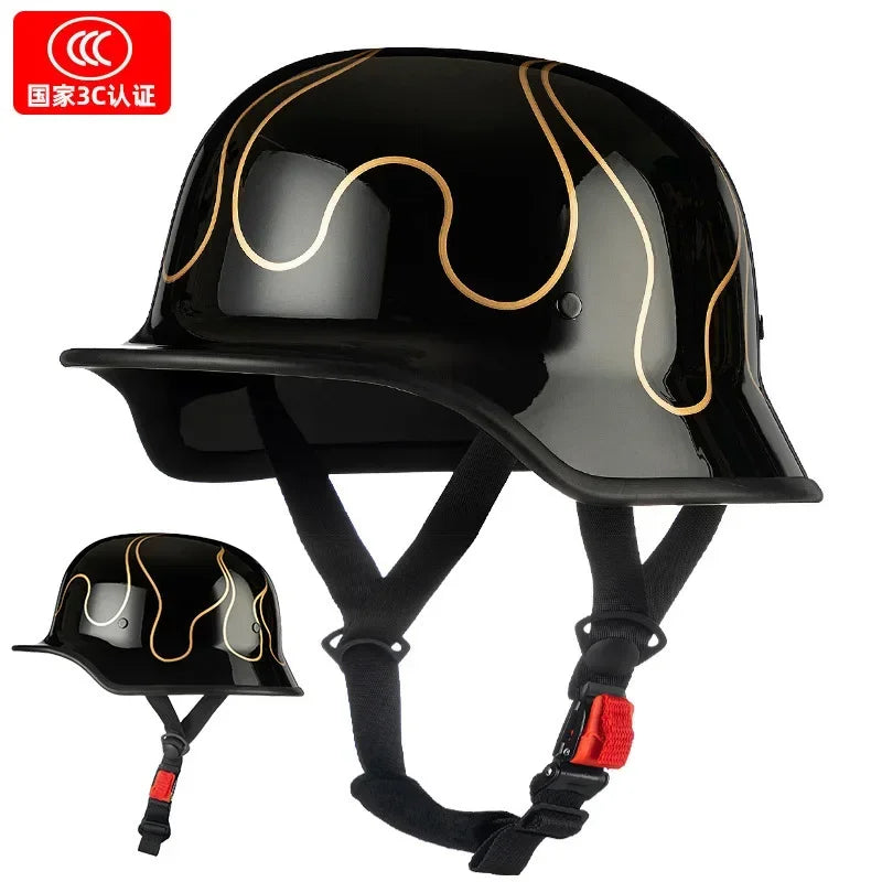 Motorcycle Helmet Male Summer Soldier Helmet Retro Cruise Half Helmet Electric Car Female Four Seasons style3 China