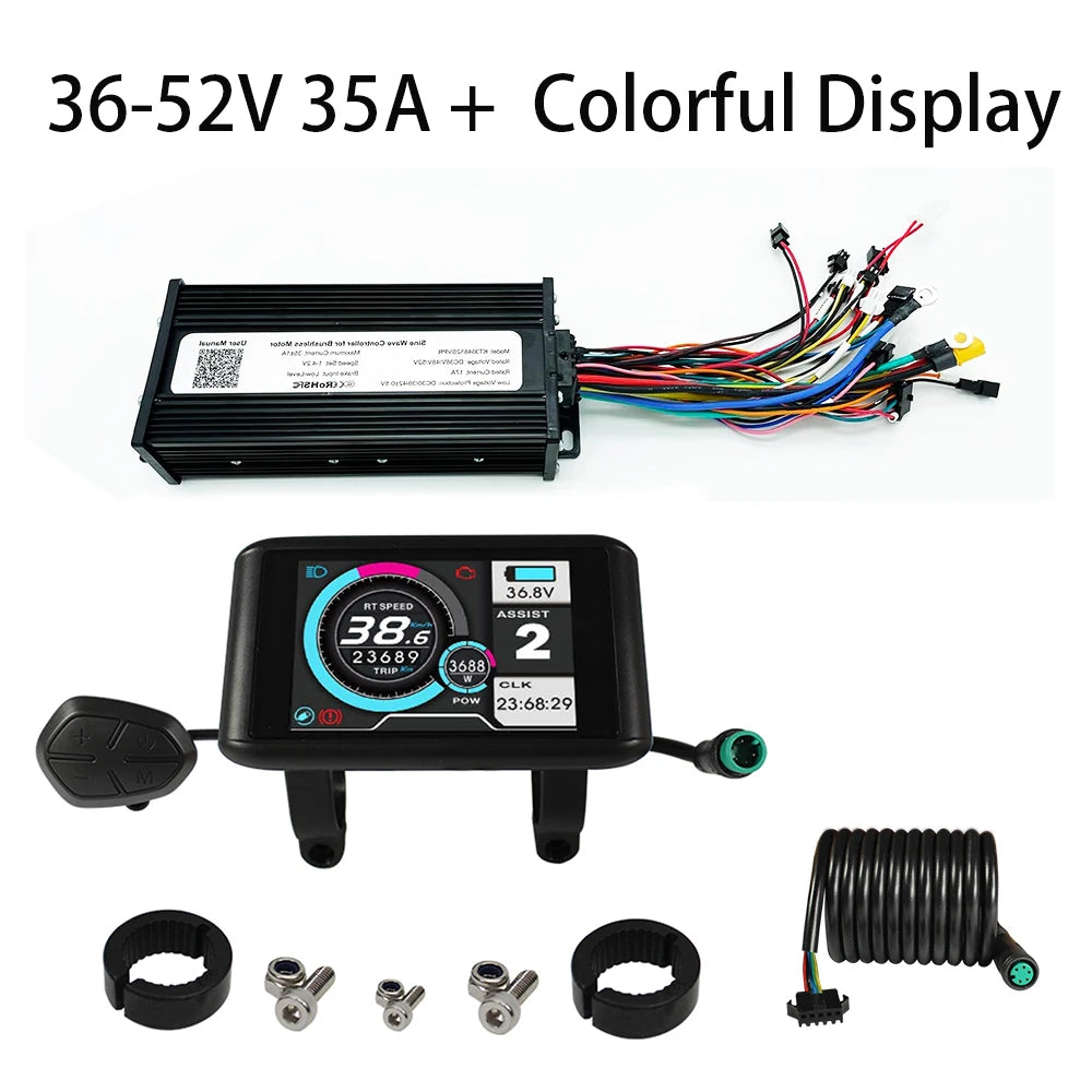 Electric Bike 36V-72V 1000W-1500W 35A 45A 3-Mode Sine Wave Ebike Motor and Speed Controller Set with Colorful LCD UKC1 Display