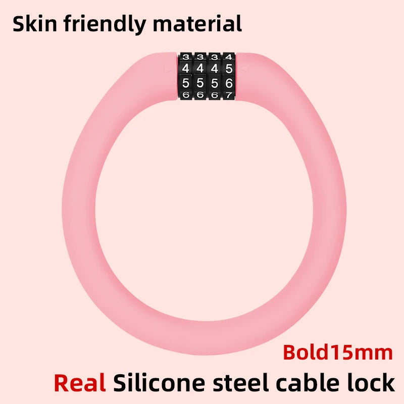 Anti-theft Bold Steel Cable Lock Soft Silicone Covered Road Bicycle Lock Portablle MTB Lock Bike Accessories Pink