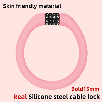 Anti-theft Bold Steel Cable Lock Soft Silicone Covered Road Bicycle Lock Portablle MTB Lock Bike Accessories Pink