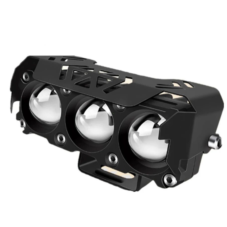 3 Lens Super bright light motorcycle Headlights led Lens spotlight Moto Fog lamp motorcycle High low beams Work light Scooters