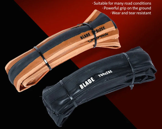 Ontrack Folded Tire Road 700X25C 28C Blade 30Tpi Skin Wall Black