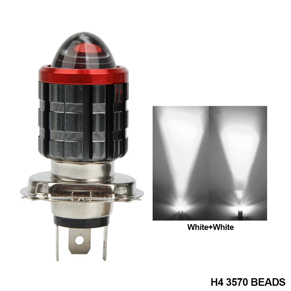 High-brightness H4 LED Motorcycle H6 LED Moto Motorcycle Headlight White Yellow Bulbs Lens High Low Beam Lamp Motorbike Lamp