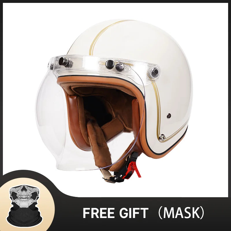 New Arrival Fashion Vintage Helmet with Bubble Visor Windproof Open Face Helmet