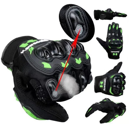 Kawasaki motorcycle gloves full finger gloves anti slip and wear-resistant off-road racing bicycle protective equipment gloves
