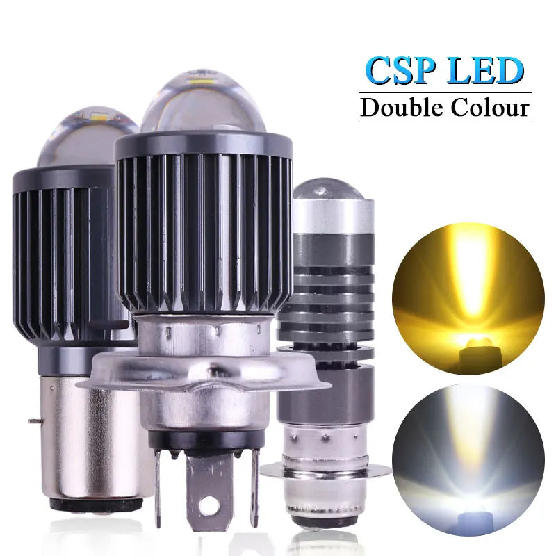 1Pcs H4 LED Motorcycle Headlight H6 BA20D P15D CSP Led Lens White Yellow Hi Lo Beam Spotlight Motorbike Scooter Running Lamp