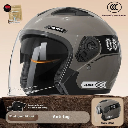 Electric Motorcycle Helmet Men'S Warm Winter Half Helmet Electric Scooter Man Women Four Season Cigarette ash China