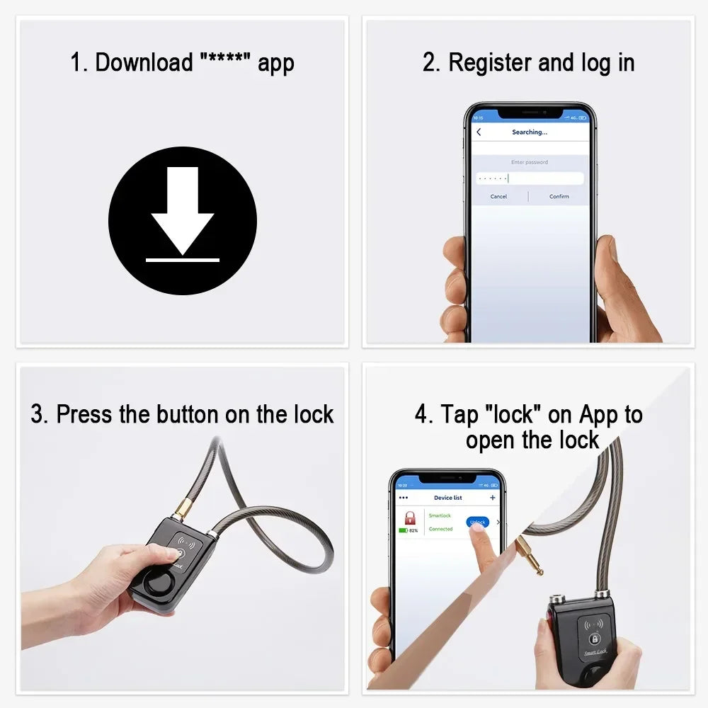 Rockbye Bluetooth Bicycle Lock Alarm 110 dB Bicycle Motorcycle Anti-theft Vibration Alarm Security Smart Bike Alarm Locks