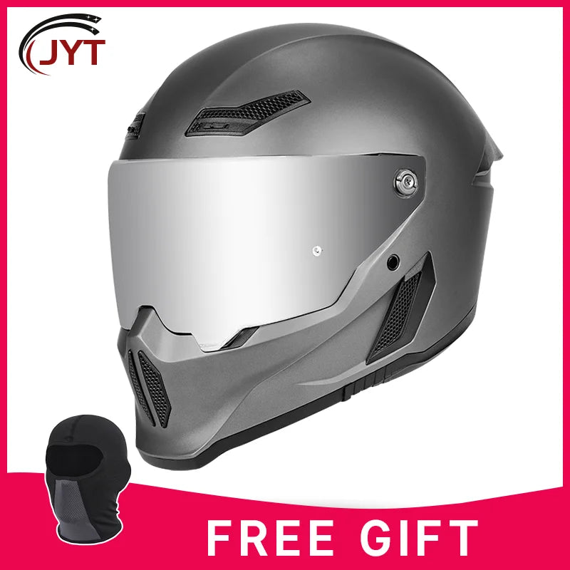 Motorcycle helmet matte black with reserved Bluetooth slot DOT certified sun protection breathable Metallic Grey C CHINA