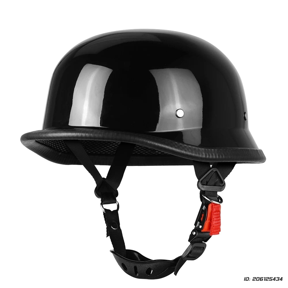 Helmet Motorcycle Leather Vintage Open Face Helmet Men Women Moto Half Helmet DOT Certification 307 Bright Black China