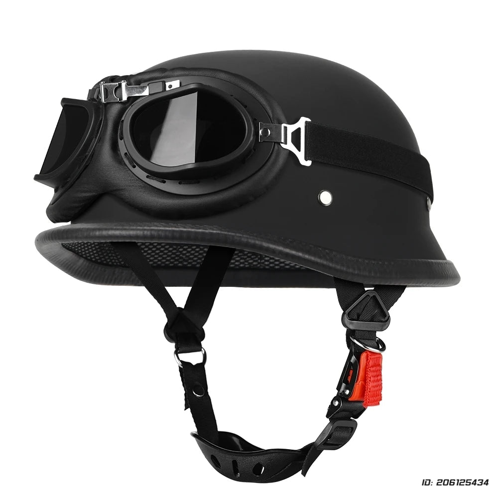 Helmet Motorcycle Leather Vintage Open Face Helmet Men Women Moto Half Helmet DOT Certification 307 M Black-316 Gray China