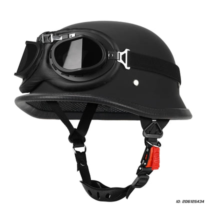 Helmet Motorcycle Leather Vintage Open Face Helmet Men Women Moto Half Helmet DOT Certification 307 M Black-316 Gray China